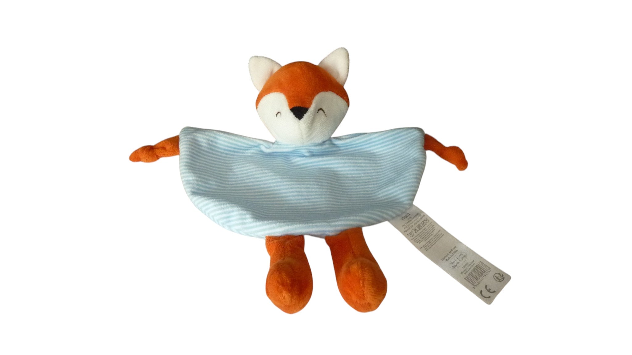 Doudou renard plat orange bleu blanc - Tomkids