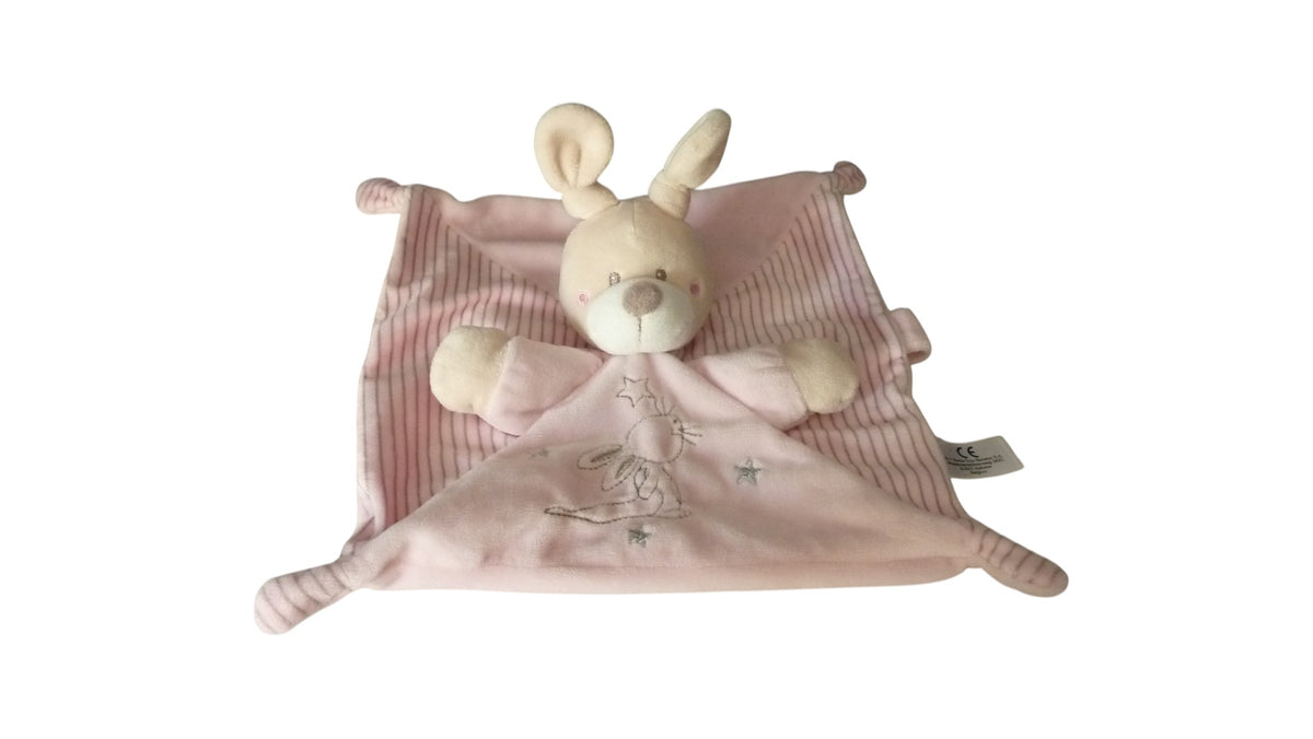 Doudou lapin plat rose - Nicotoy