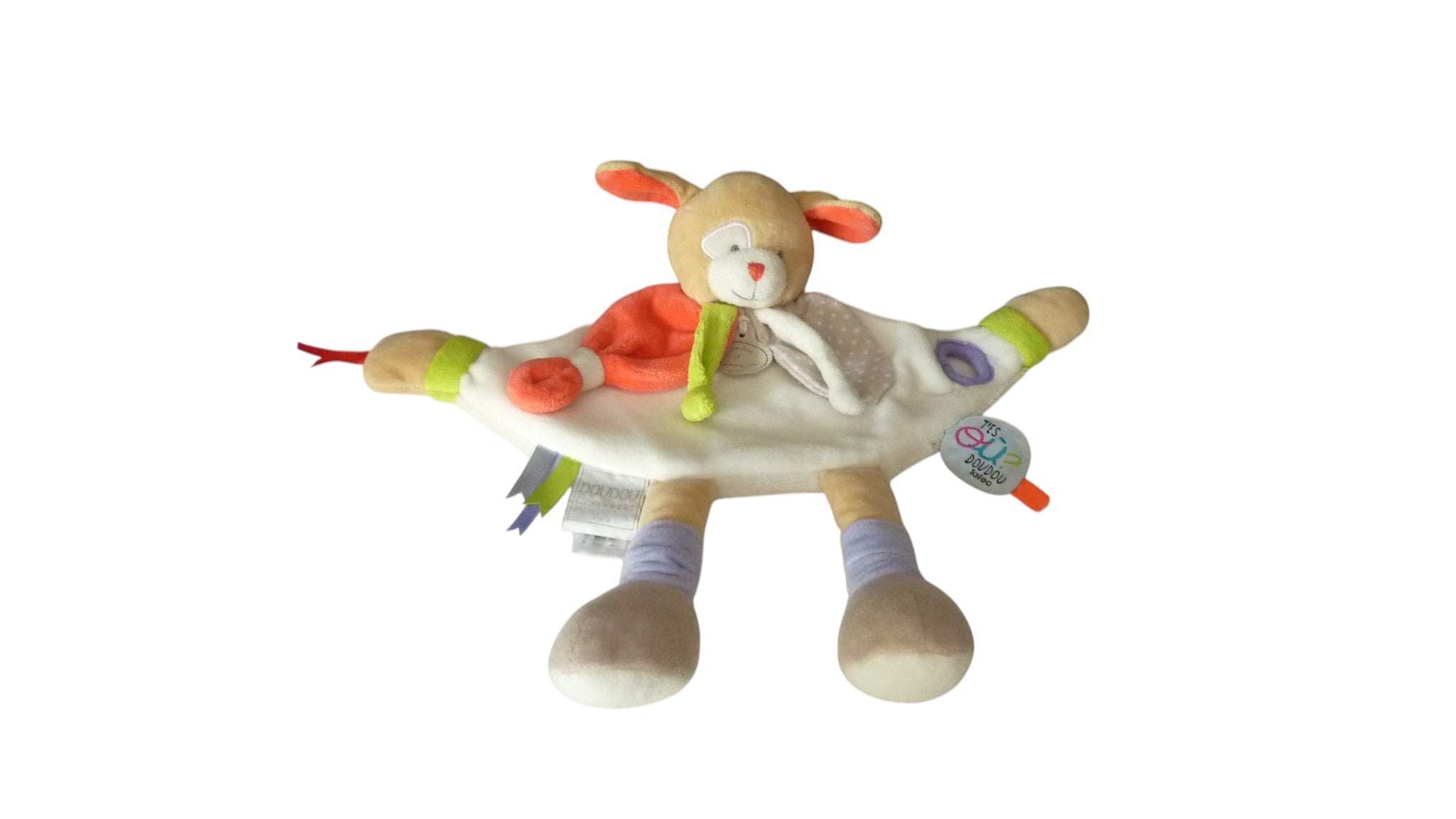 Doudou chien plat multicolore - Tatoo - DC3155 Doudou et Compagnie