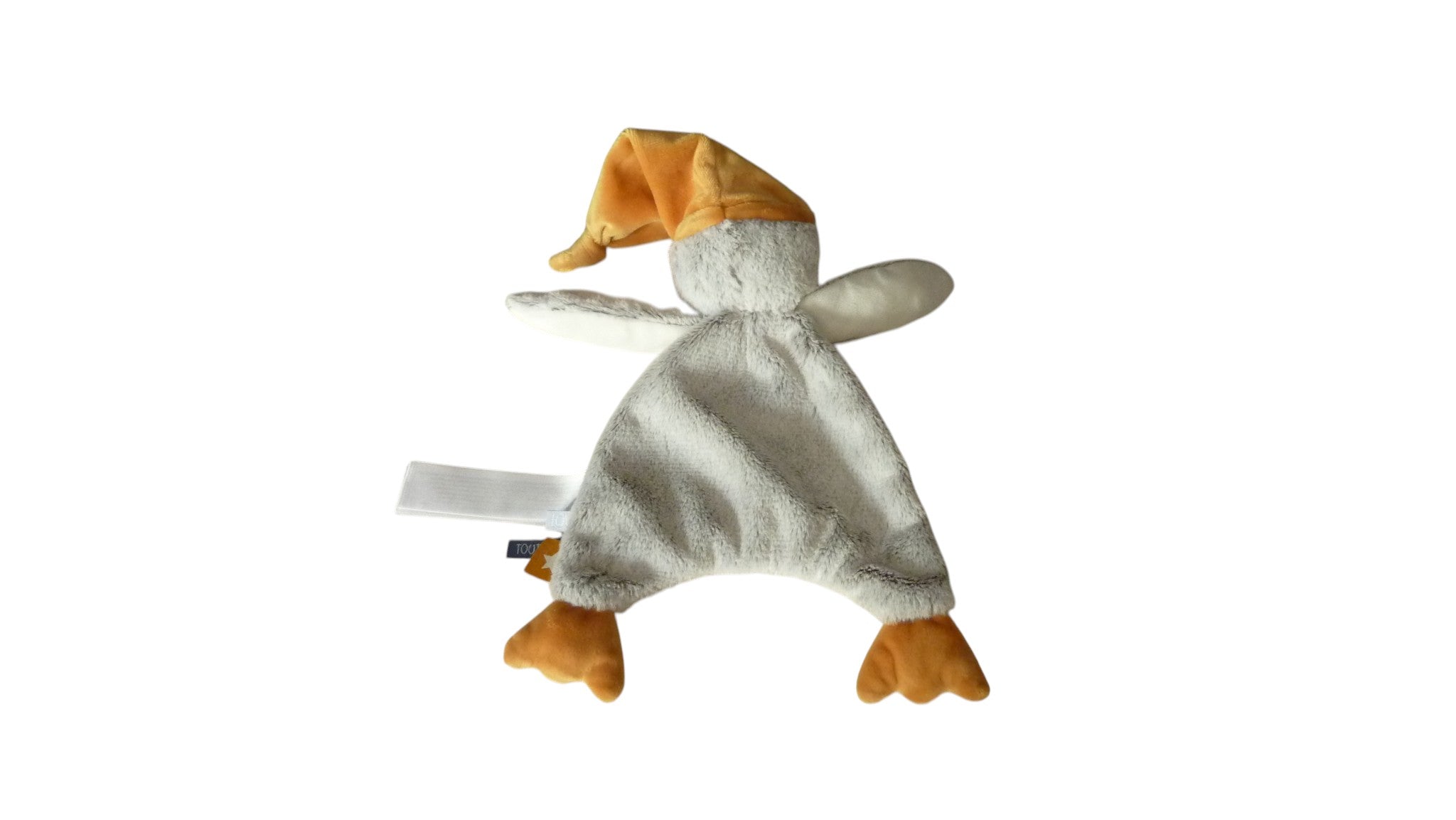 Doudou pingouin plat gris jaune - TAO