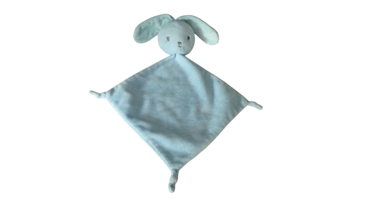 Doudou lapin plat bleu - Mes Petits Cailloux