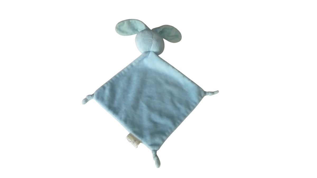 Doudou lapin plat bleu - Mes Petits Cailloux