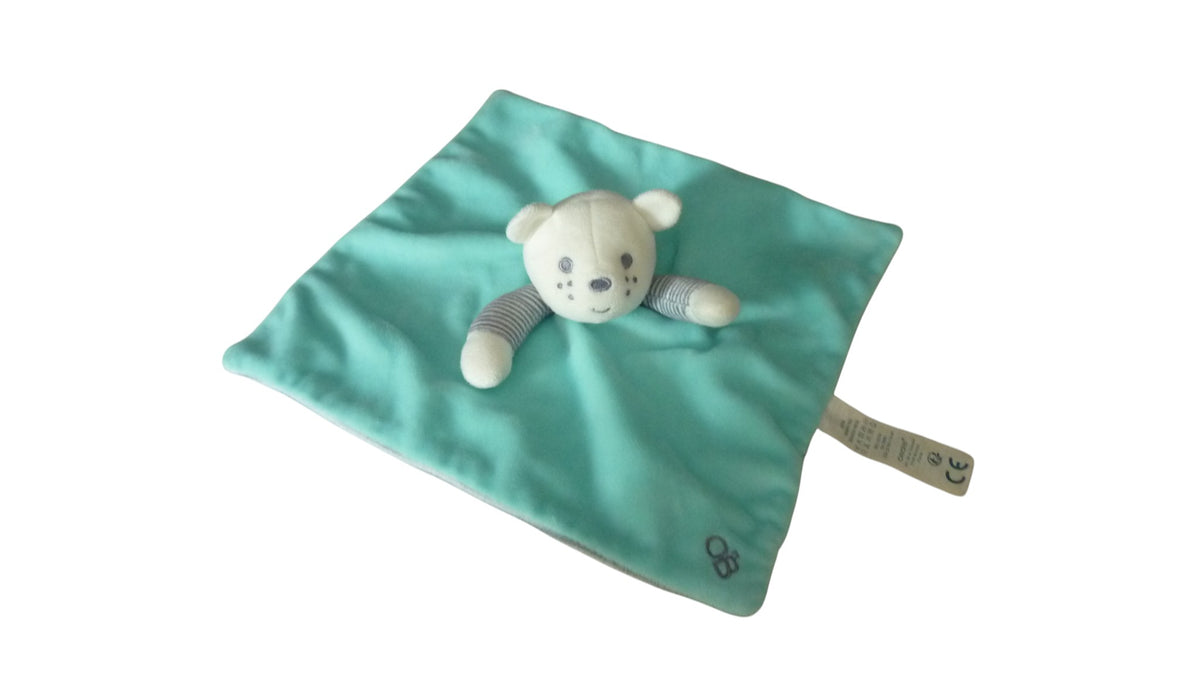 Doudou ours plat turquoise - Obaibi