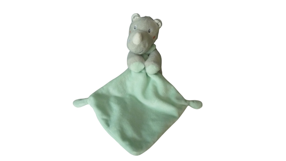 Peluche mouchoir rhinocéros gris vert - Sucre d'Orge 17 cm