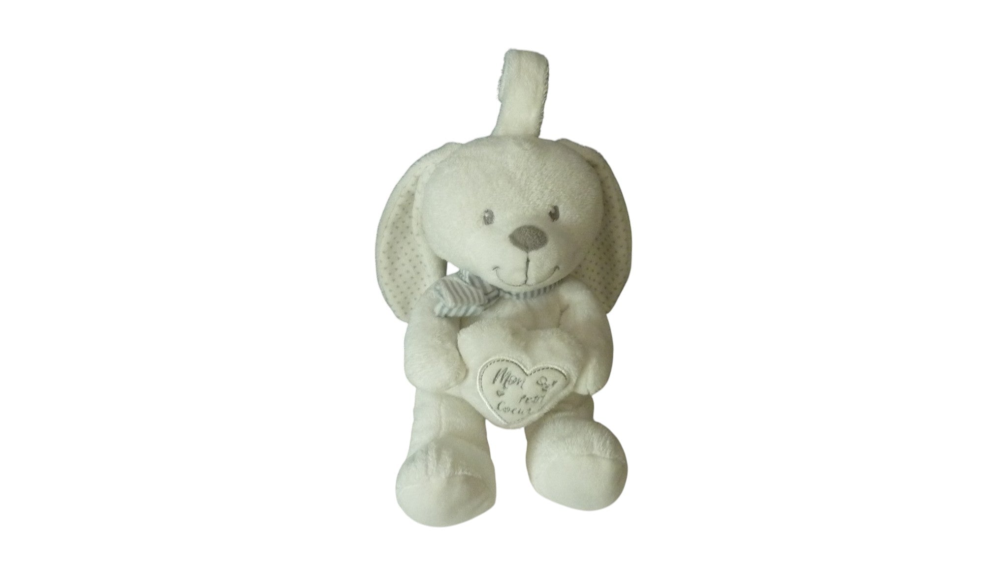 Peluche musicale lapin blanc - Pommette 24 cm