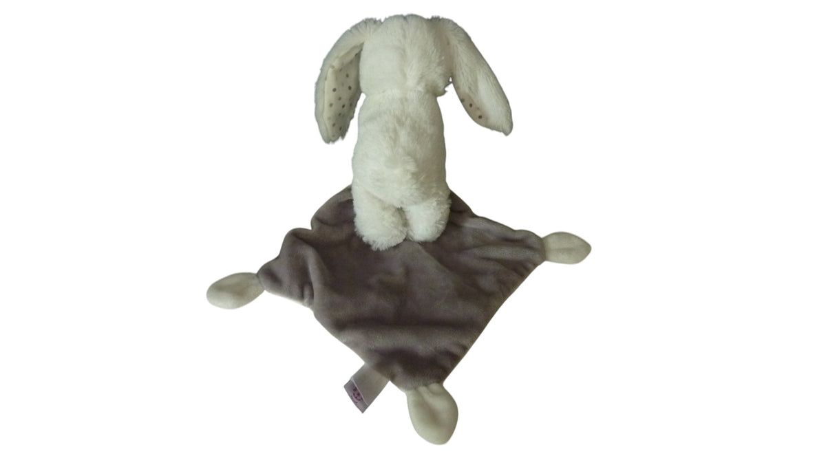 Peluche mouchoir lapin blanc gris - Pommette
