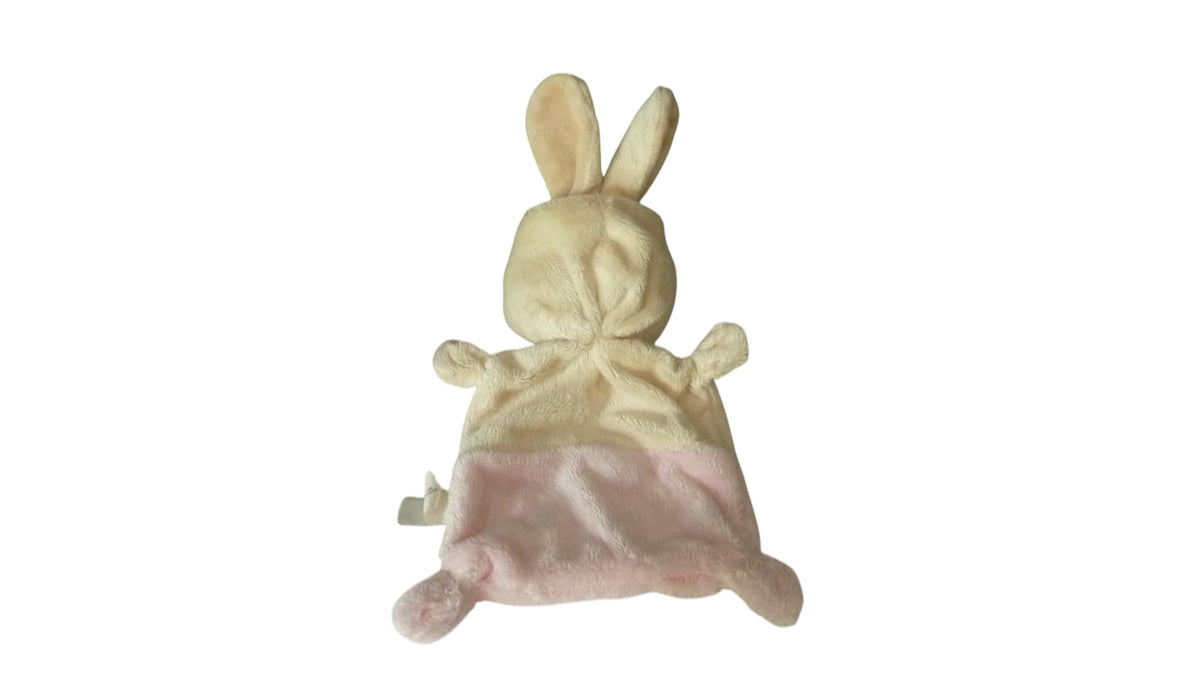 Doudou ours plat déguisé en lapin beige rose - Grain de Blé