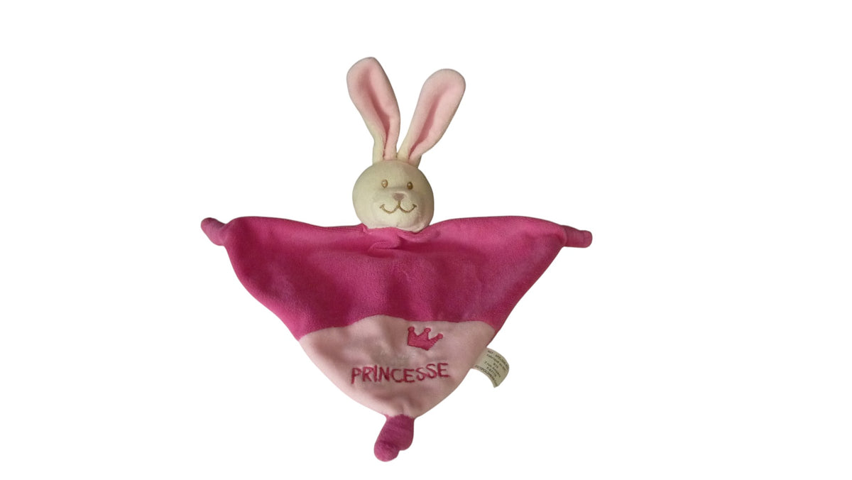 Doudou lapin plat rose fuchsia - Babou