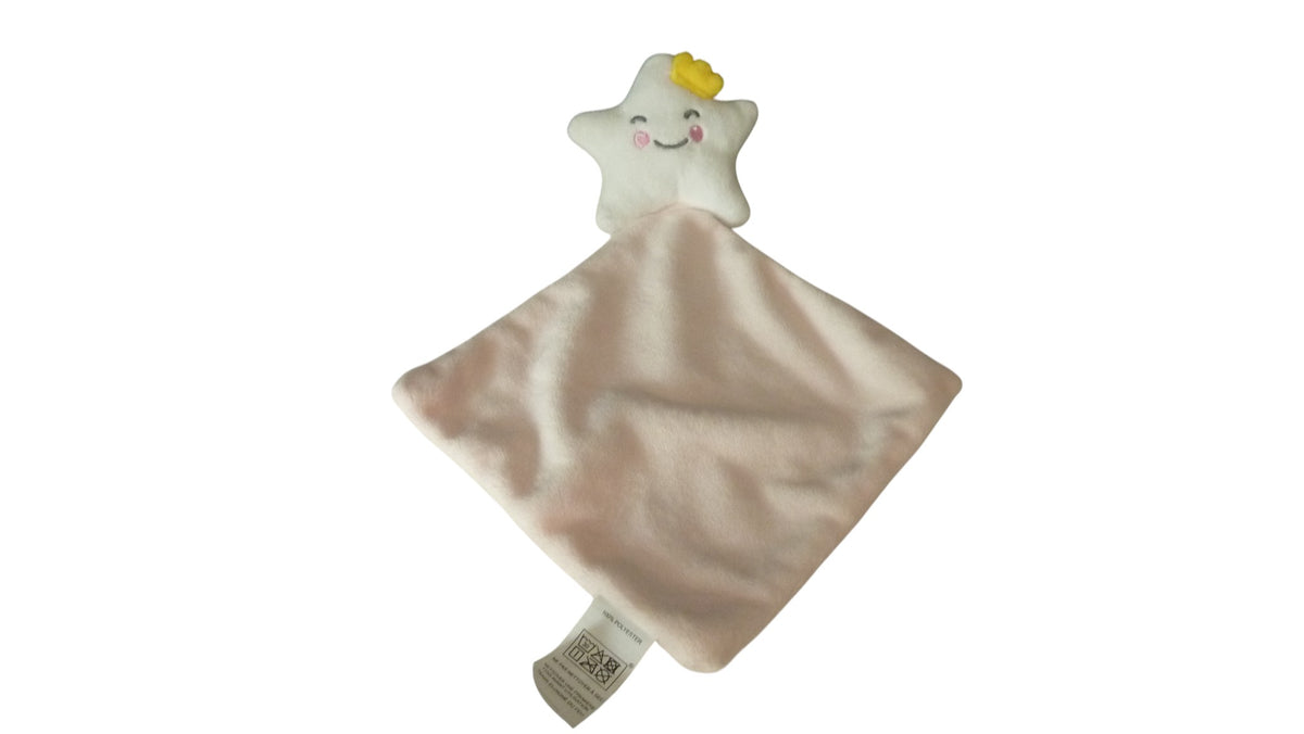 Doudou mouchoir plat étoile blanc rose - Bébé Douceur