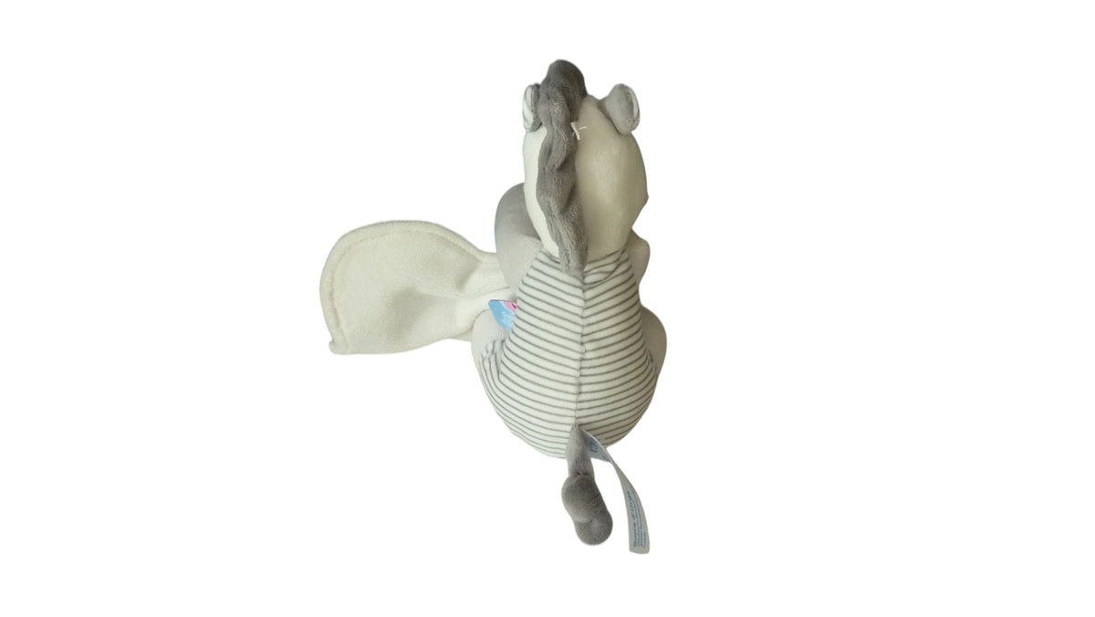 Peluche mouchoir zèbre blanc gris - sucre d'Orge 15 cm
