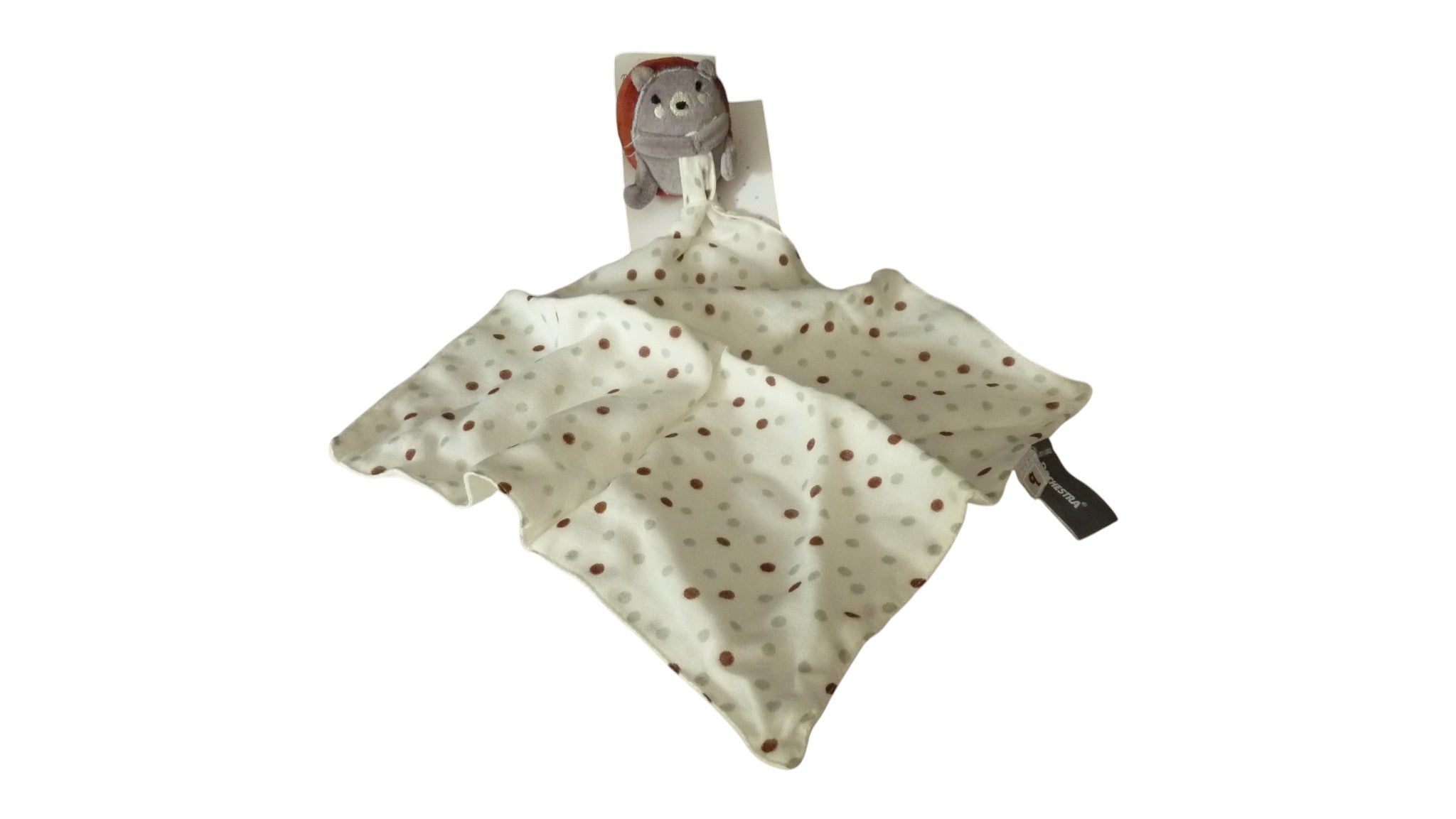 Peluche mouchoir lange hérisson gris blanc pois - Orchestra