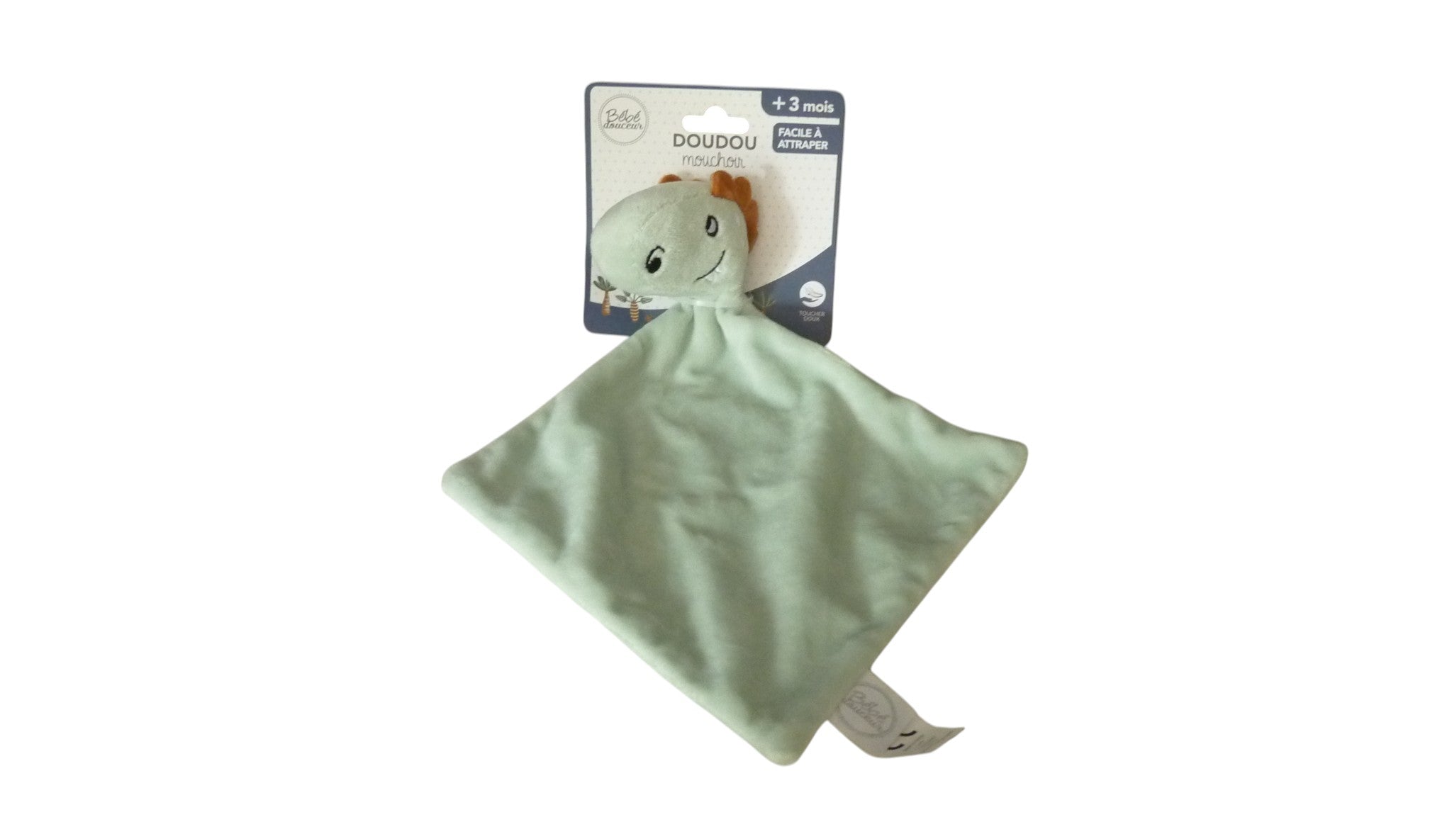 Doudou dragon plat vert - Bébé Douceur