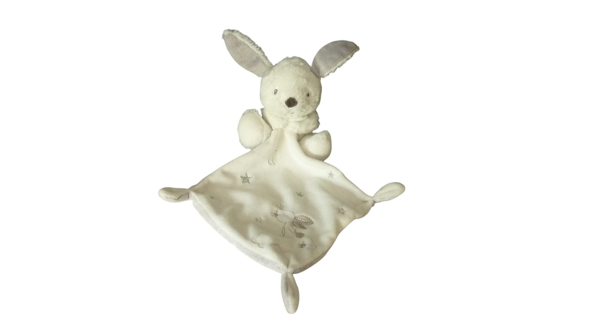 Doudou mouchoir lapin gris blanc - Nicotoy