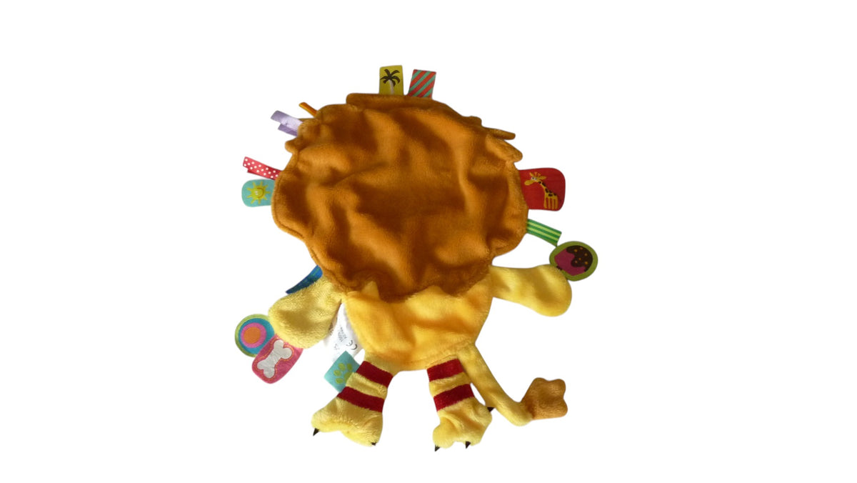 Doudou lion plat marron jaune - Label Label