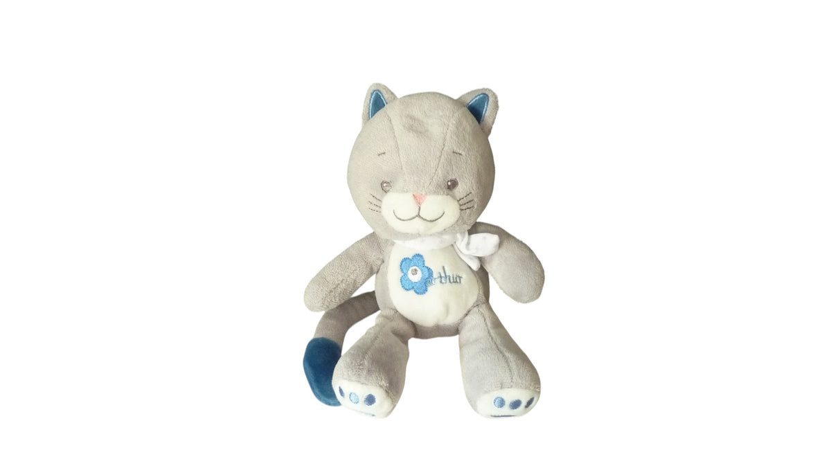 Peluche chat gris rose - Arthur et Lola - 23 cm