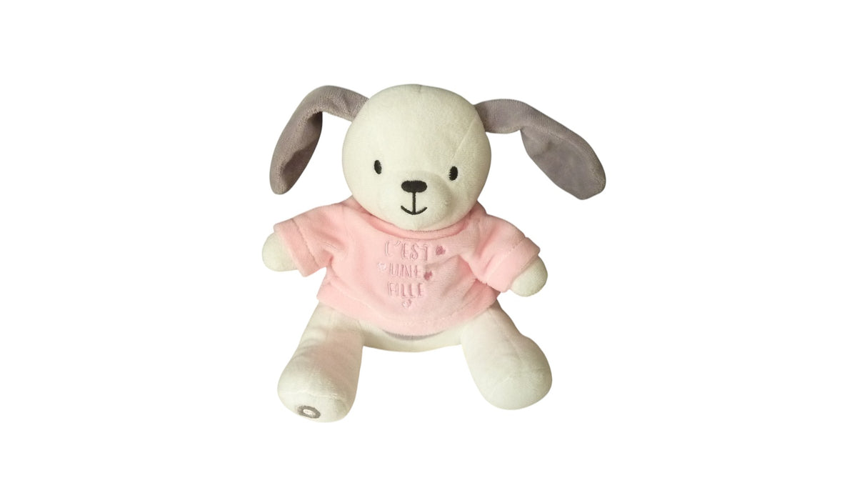 Peluche chien blanc gris - Premaman 22 cm