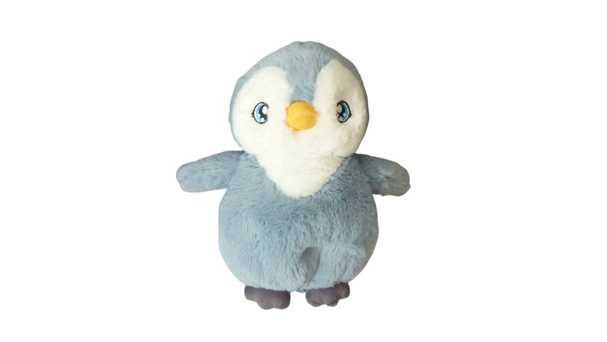 Peluche pingouin gris bleu blanc - Migros 24 cm