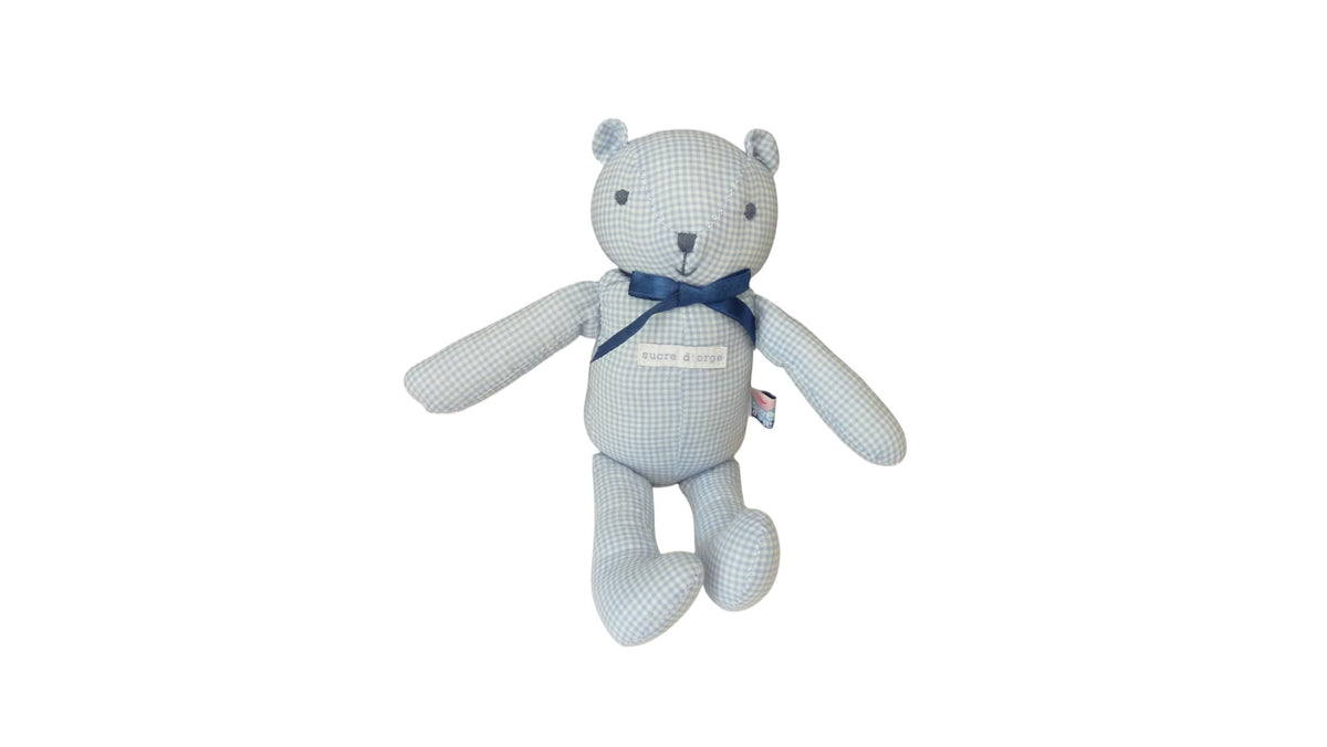 Peluche ours bleu blanc - Sucre d'Orge 27 cm