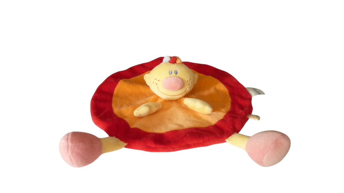 Doudou poupée garçon plat orange rouge - Babette et Billy - Nattou