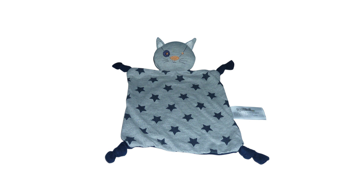 Doudou chat plat gris bleu - TAO