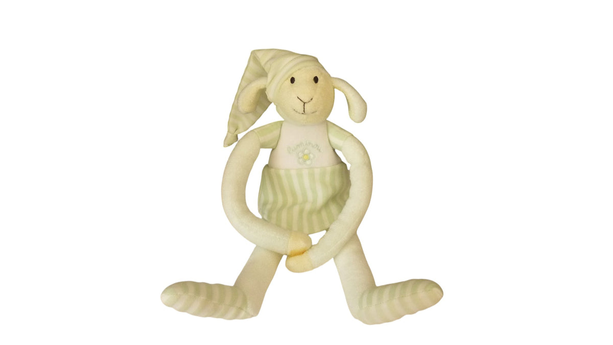 Peluche mouton Luminou phosphorescente blanche et verte – 38 cm