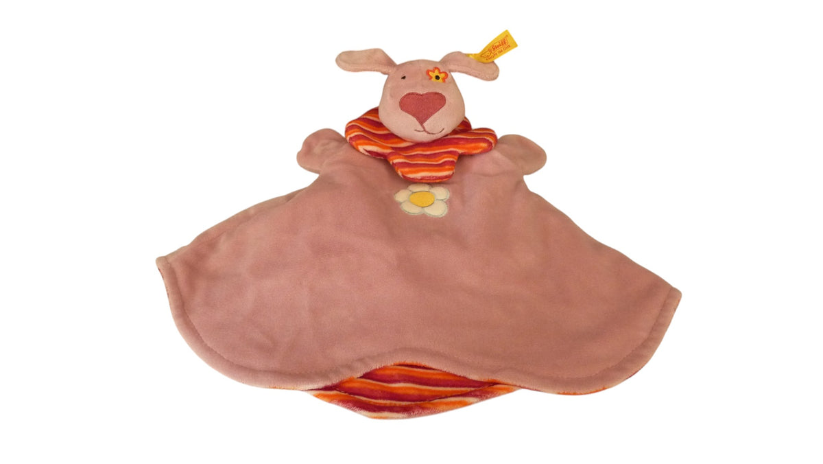 Doudou marionnette chien Steiff rose à fleurs – 31 cm