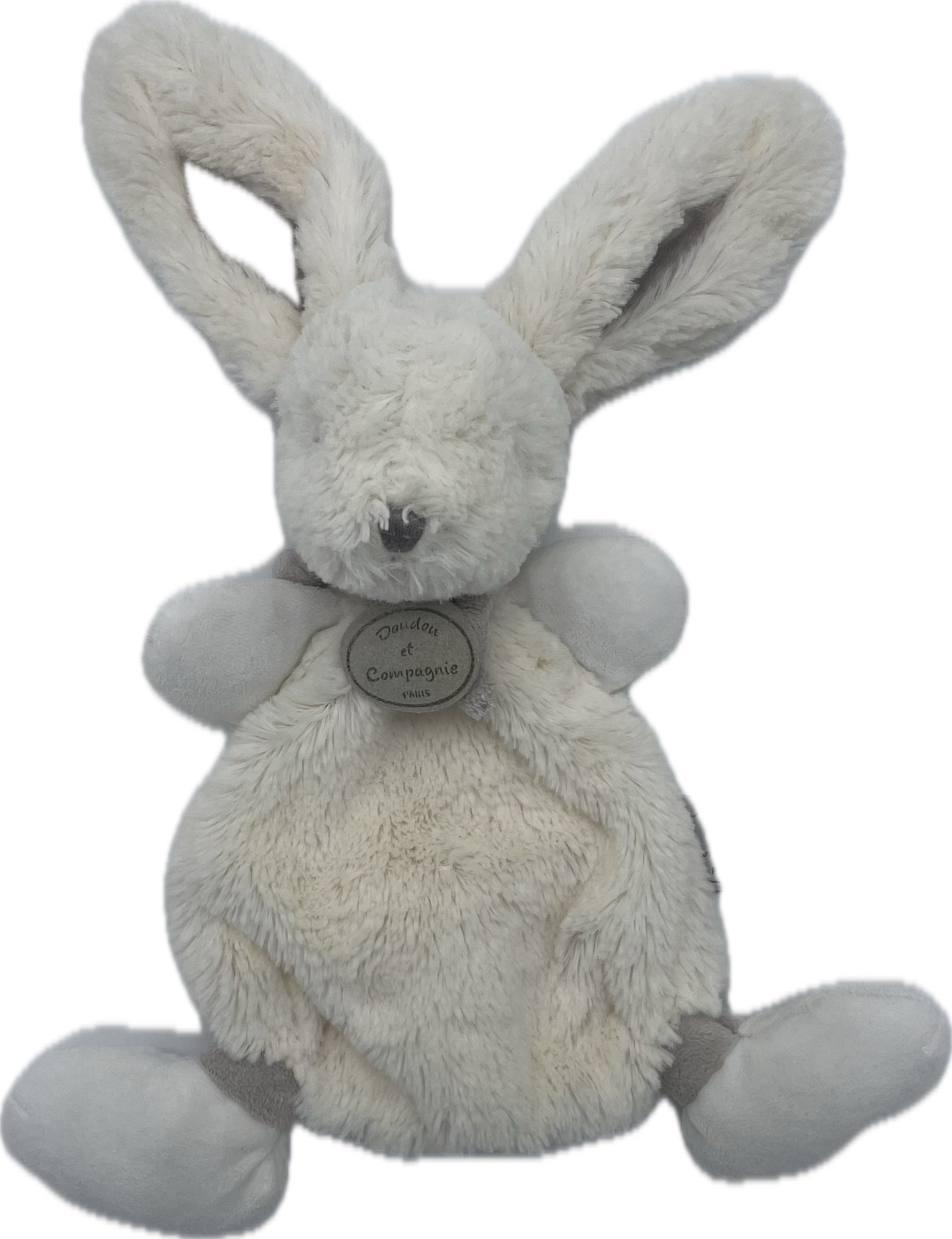 Doudou lapin plat écru taupe - Bonbon - DC2123 Doudou et Compagnie