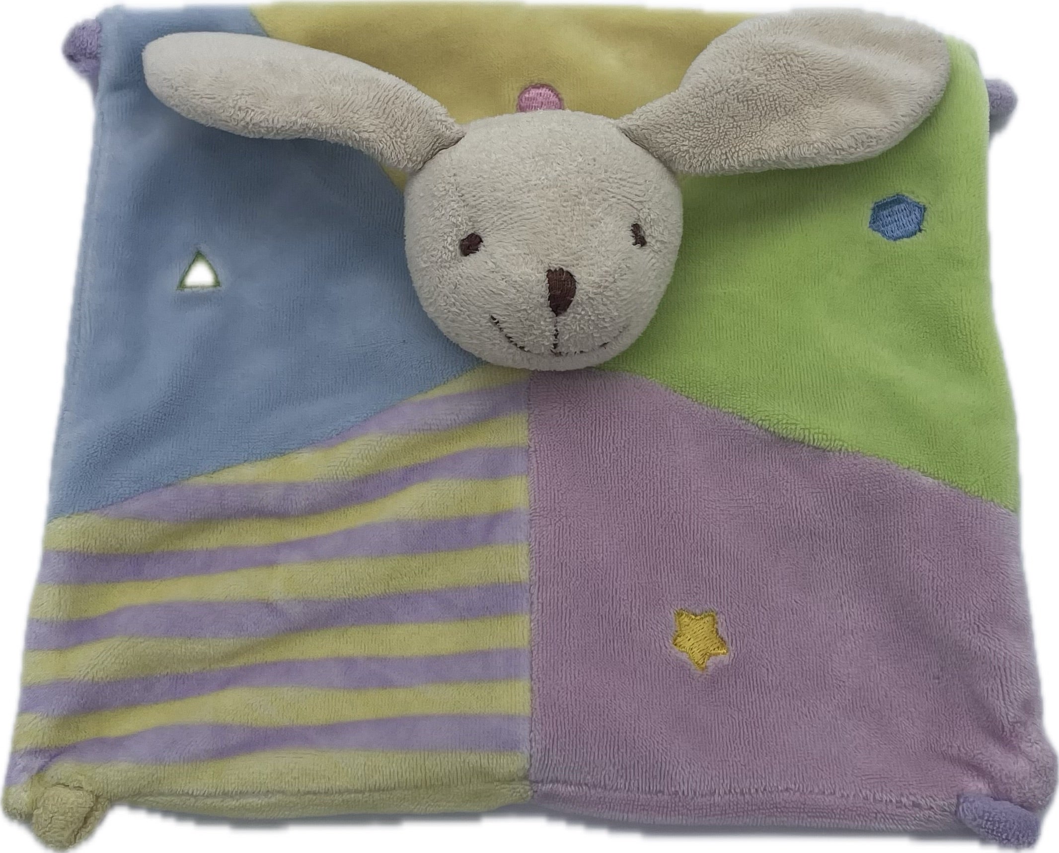 Doudou lapin plat bleu rose jaune - CMP