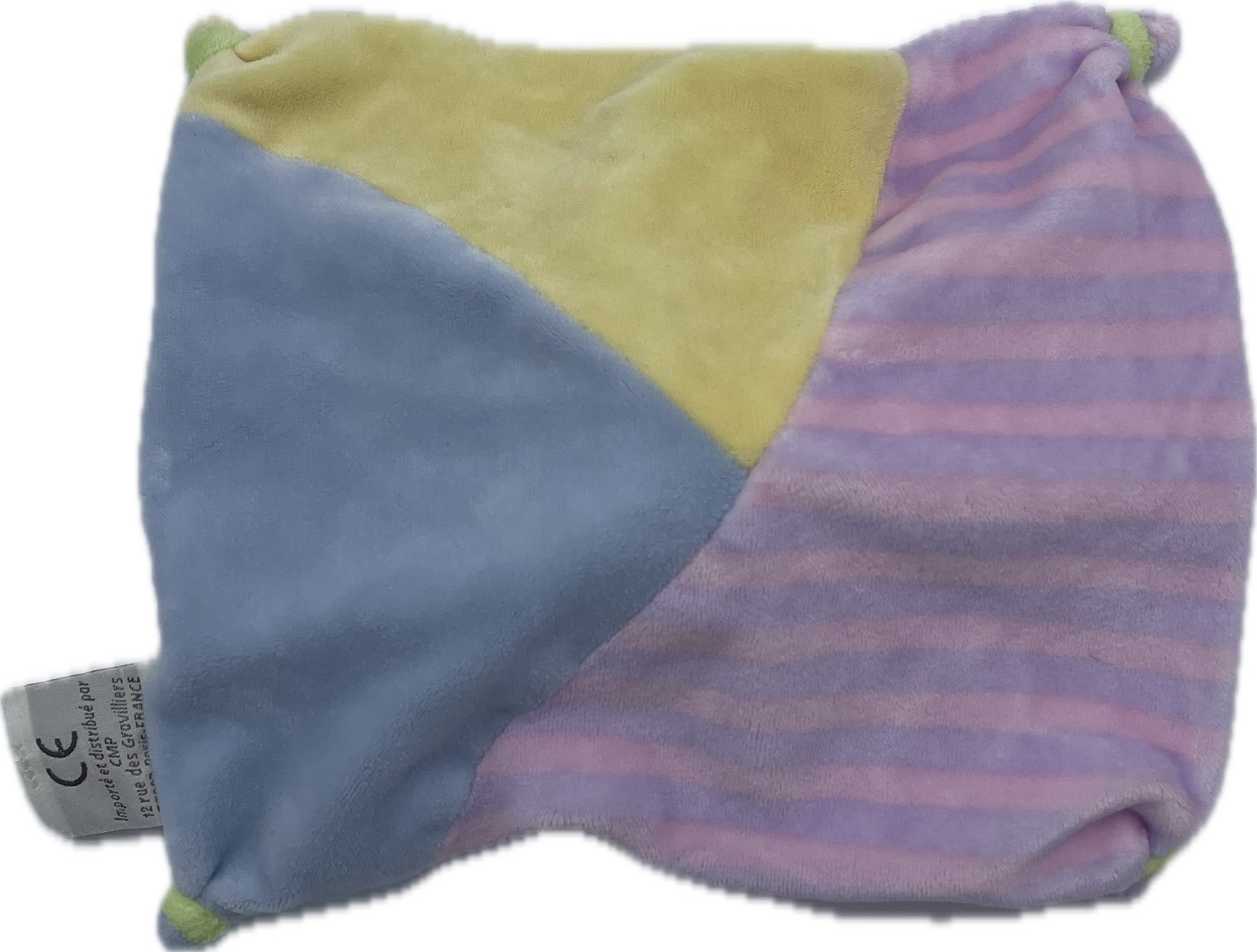 Doudou lapin plat rose jaune bleu - CMP